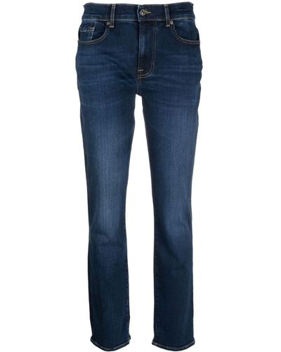 7 For All Mankind Cropped Skinny Denim Jeans - Blue