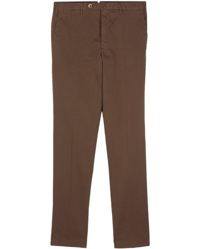 PT Torino Gabardine-weave Trousers - Brown