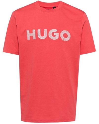 HUGO Gehaakt Katoenen T-shirt - Roze