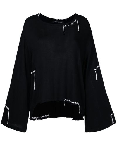UMA | Raquel Davidowicz Contrast-stitch Wide-sleeve Sweater - Black