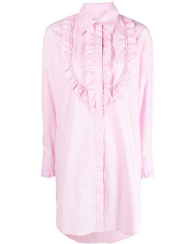 MSGM Hemdkleid mit Spitzenborten - Pink
