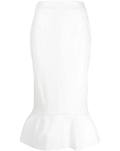 Marni Ruffled Pencil Midi Skirt - White