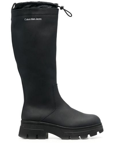 Calvin Klein Drawstring Knee-high Rain Boots - Black