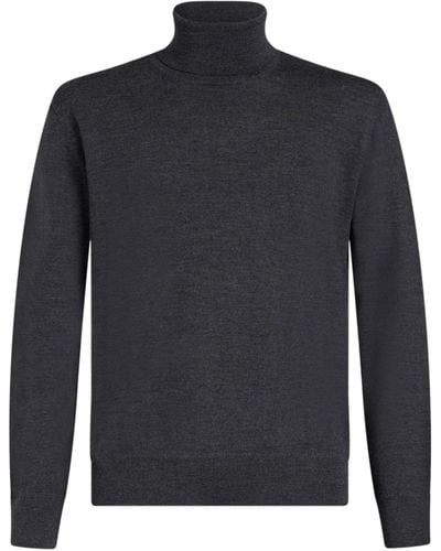 Etro Pegaso-embroidered High-neck Jumper - Blue