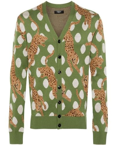 Amiri Leopard Crytsal Cardigan - Grün
