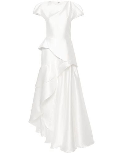 Gaby Charbachy Asymmetric Satin Skirt Set - White