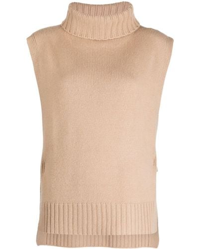 Vince Roll-neck Sleeveless Sweater - Natural