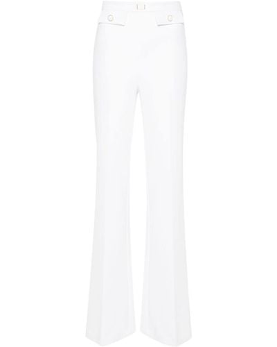 Elisabetta Franchi Crepe Logo-Plaque Flared Trousers - White