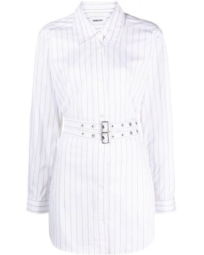 Ambush Striped Cotton-blend Shirtdress - White