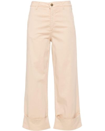 D.exterior Cuffed Cotton Cropped Trousers - Natural