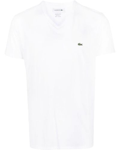 Lacoste T-Shirt mit V-Ausschnitt - Weiß