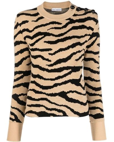 Rabanne Leopard-print Merino Sweater - Brown