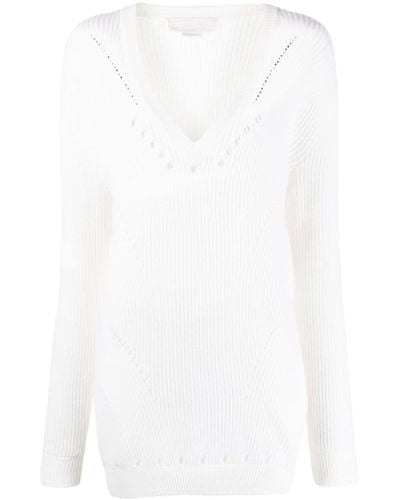 Genny V-neck Wool Sweater - White