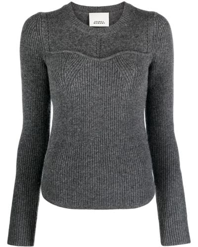Isabel Marant Crew-neck Ribbed Sweater - Gray