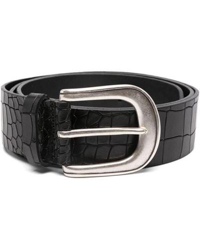 Dondup Embossed-crocodile Leather Belt - Black