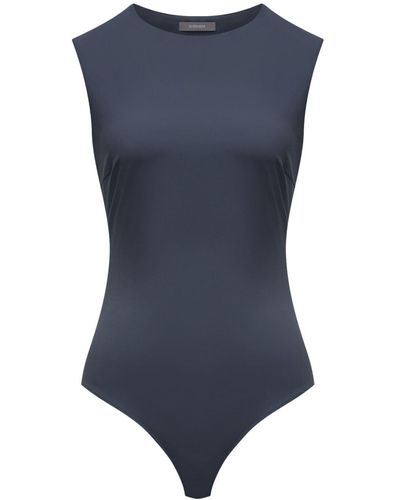 12 STOREEZ Round-neck Sleeveless Bodysuit - Blue