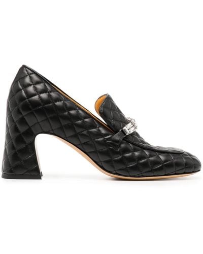 Madison Maison Quilted Crystal-embellished Court Shoes - Black