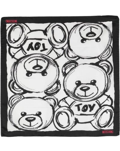 Moschino Teddy-bear-print Silk Scarf - Black