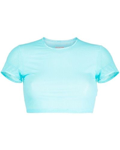 Alexander Wang Logo-trim Cropped T-shirt - Blue