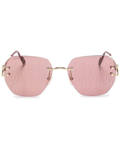 Cartier Logo-decal Frameless Sunglasses - Pink