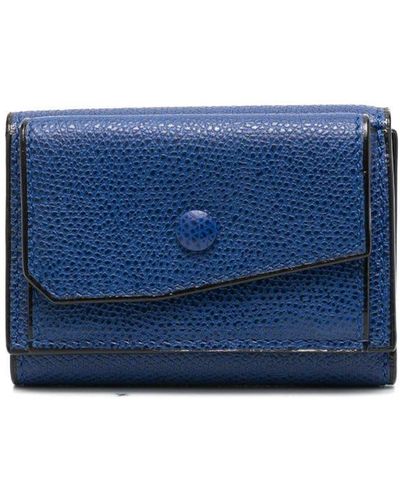 Valextra Bi-fold Leather Wallet - Blue