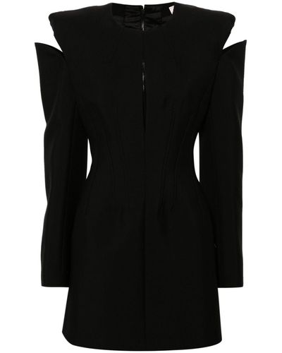 Alexander McQueen Lace-up Wool Mini Dress - Black