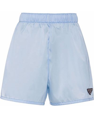 Prada Shorts con placca logo - Blu