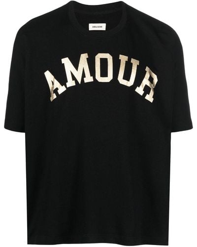 Zadig & Voltaire Camiseta con texto estampado y manga corta - Negro