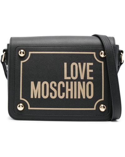 Love Moschino レザー ショルダーバッグ - ブラック