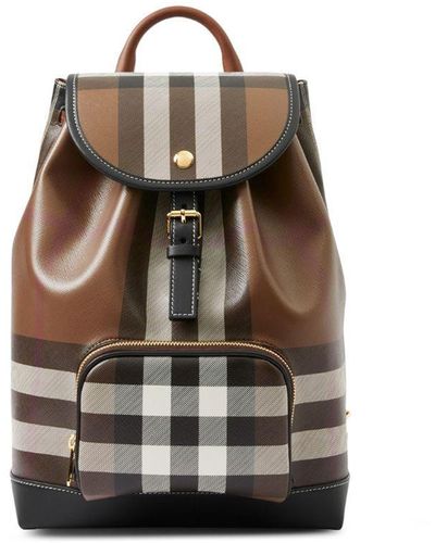 Burberry Vintage Check-pattern Leather Backpack - Natural