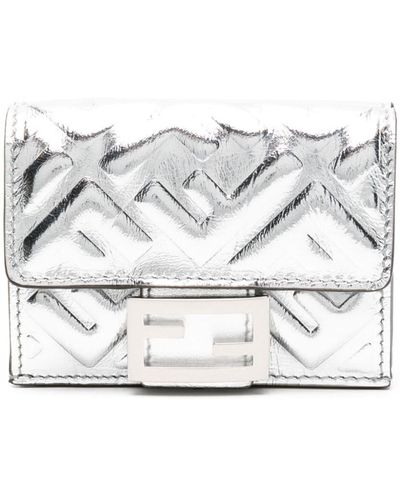 Fendi Baguette Metallic-leather Wallet - White