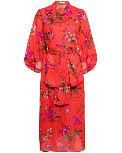 Erdem Floral-print cotton-blend dress - Rouge