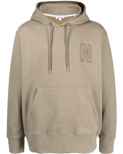 Norse Projects Hoodie Met Logopatch - Naturel