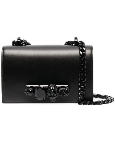 Alexander McQueen Mini Jeweled Satchel Crossbody Bag - Black