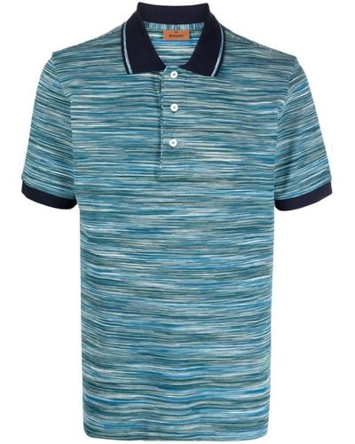 Missoni Striped Fine-knit Polo Shirt - Blue
