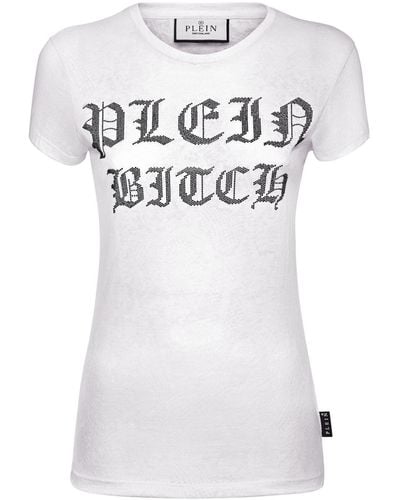 Philipp Plein Sexy Pure Gothic Plein Crystals-embellishment Burn Out T-shirt - White