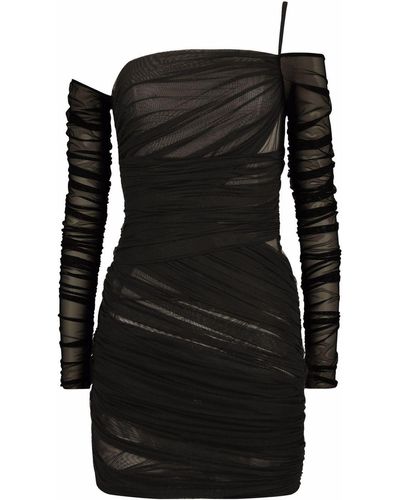 Dolce & Gabbana Asymmetric Tulle Minidress - Black