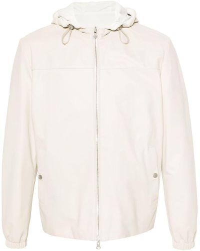 Eleventy Hooded Reversible Leather Jacket - White