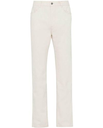 Prada Pantalon en velours côtelé à coupe droite - Blanc