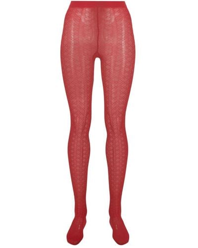 Wolford Medias translúcidas con estampado geométrico - Rojo