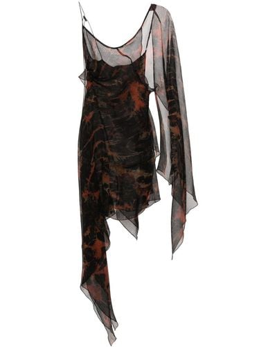 KNWLS Acid Flame-print Silk Dress - Black