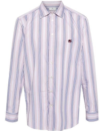 Etro Pegaso Striped Cotton Shirt - Blue