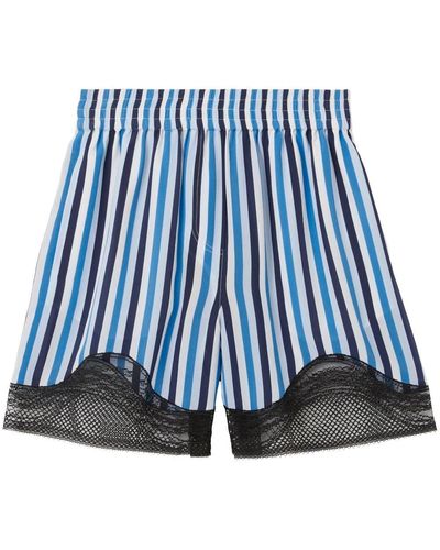 Burberry Silk Striped Shorts - Blue