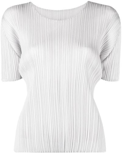 Pleats Please Issey Miyake Camiseta plisada de manga corta - Blanco