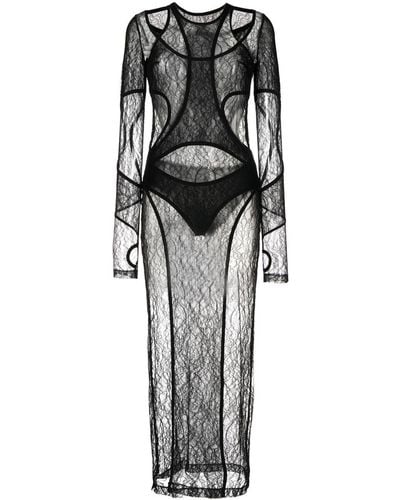 Dion Lee Lace-detail Sheer Maxi Dress - Black