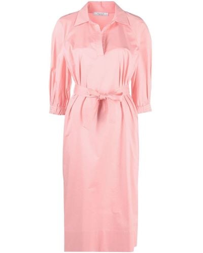 Peserico Tied-waist Cotton Dress - Pink