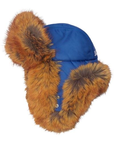 Burberry Trappermütze mit Faux Fur - Blau