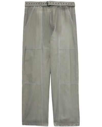 Izzue Belted Wide-leg Pants - Grey