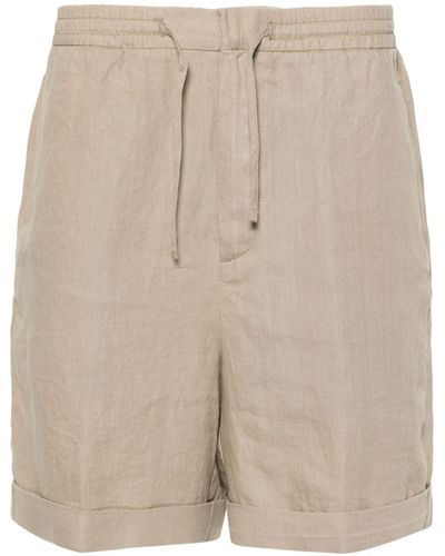 Canali Slub-texture Linen Shorts - Natural