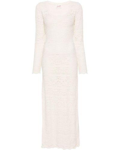 Mc2 Saint Barth Langes Kleid mit Lochstrickmuster - Weiß